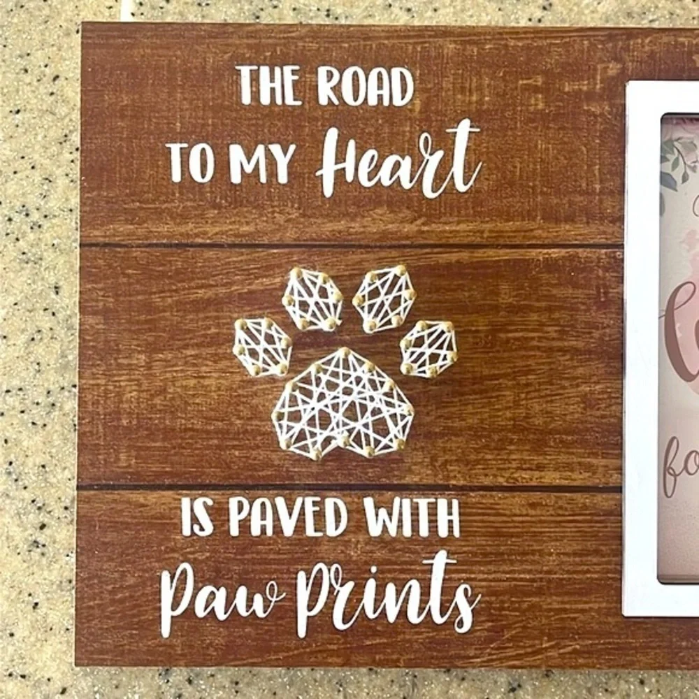 Brand New Dog Cat Pet String Art Heart Picture Frame Rustic Wood Memorial Gift